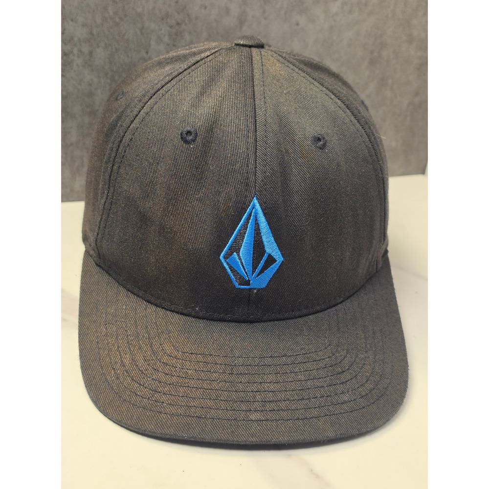 Volcom‎ Mens Flexfit Hat Black Blue Embroidered Stone Logo Cap S-M